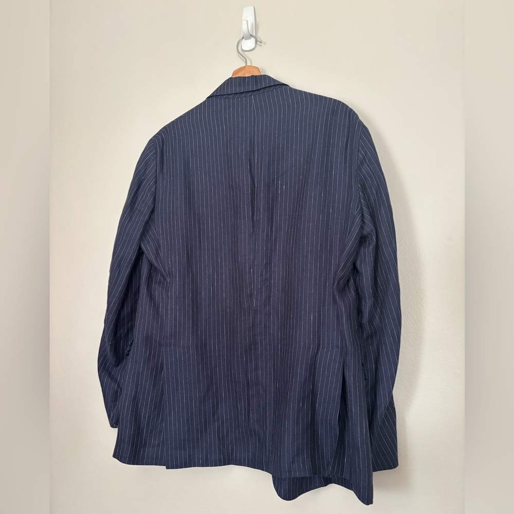 Ralph Lauren Navy Linen Pinstripe Suit Jacket - Picture 4 of 16